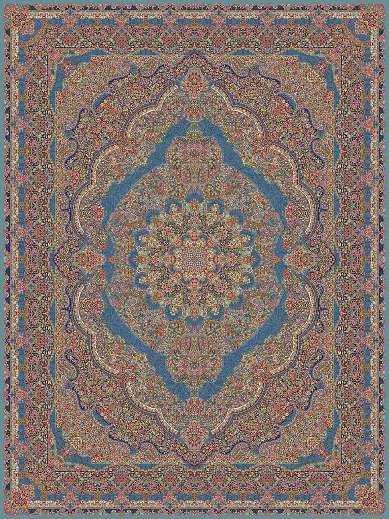 فرش (14066) اکریلیک - 8 رنگ - 700 شانه - آبي - تراکم 2100