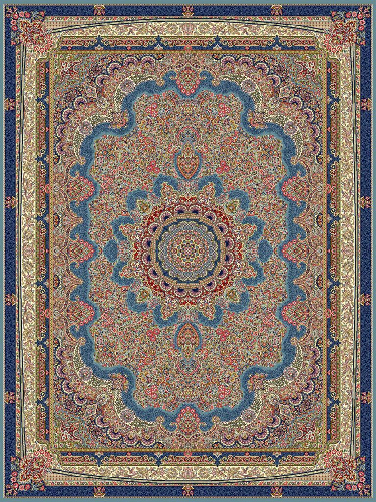 فرش (18116) اکریلیک - 8 رنگ - 500 شانه - آبي - تراکم 1000