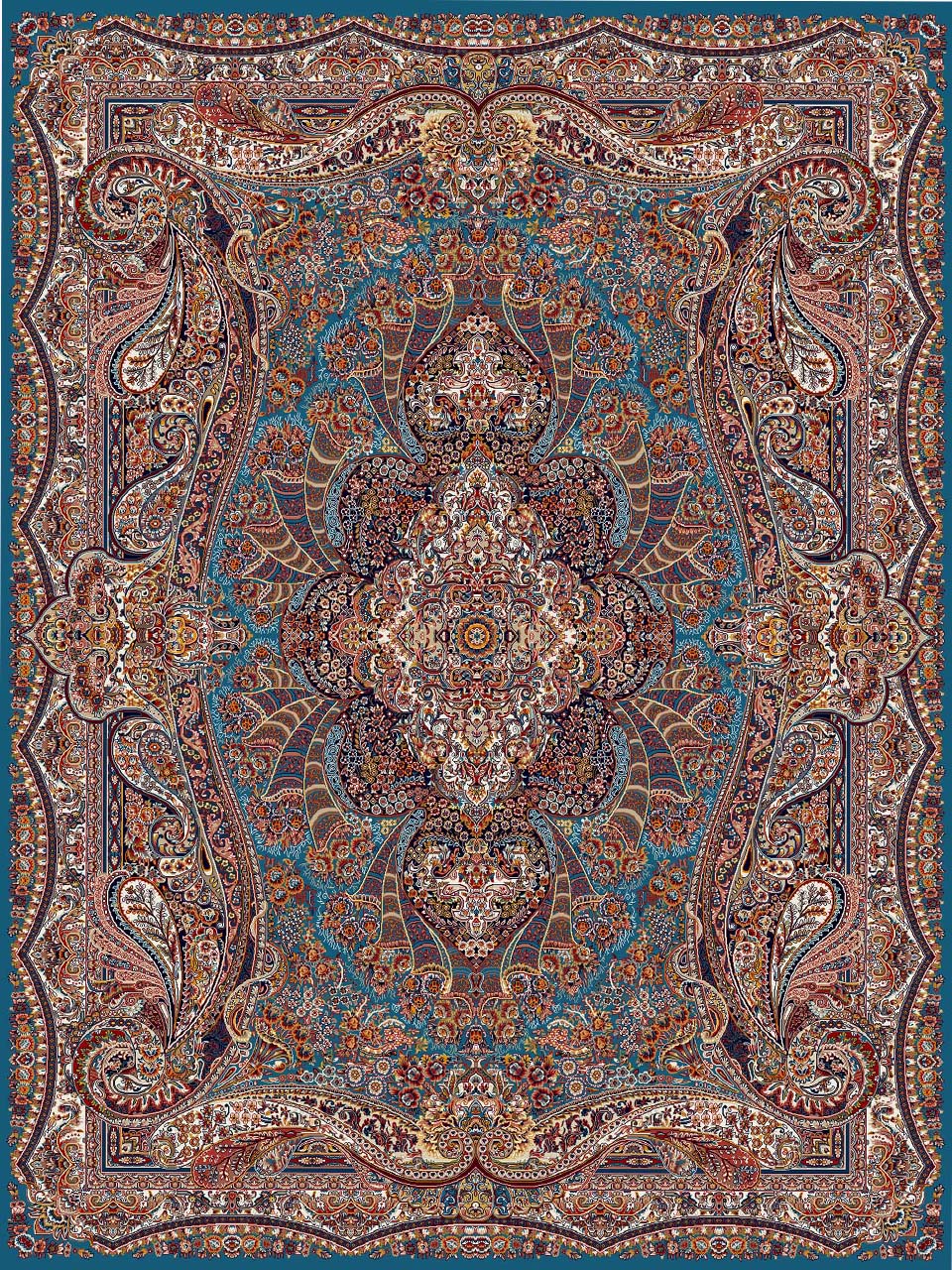 فرش (18123) اکریلیک - 8 رنگ - 500 شانه - آبي - تراکم 1000