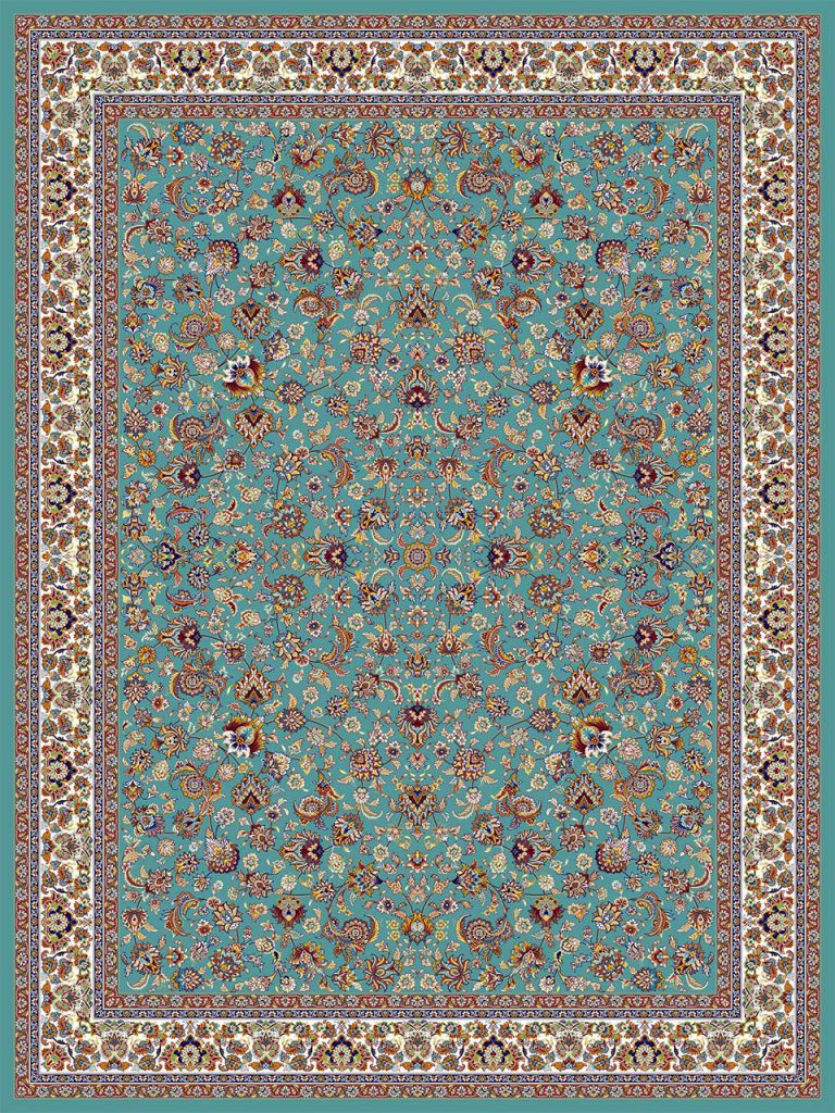 فرش (18126/1) اکریلیک - 8 رنگ - 500 شانه - آبي - تراکم 1000