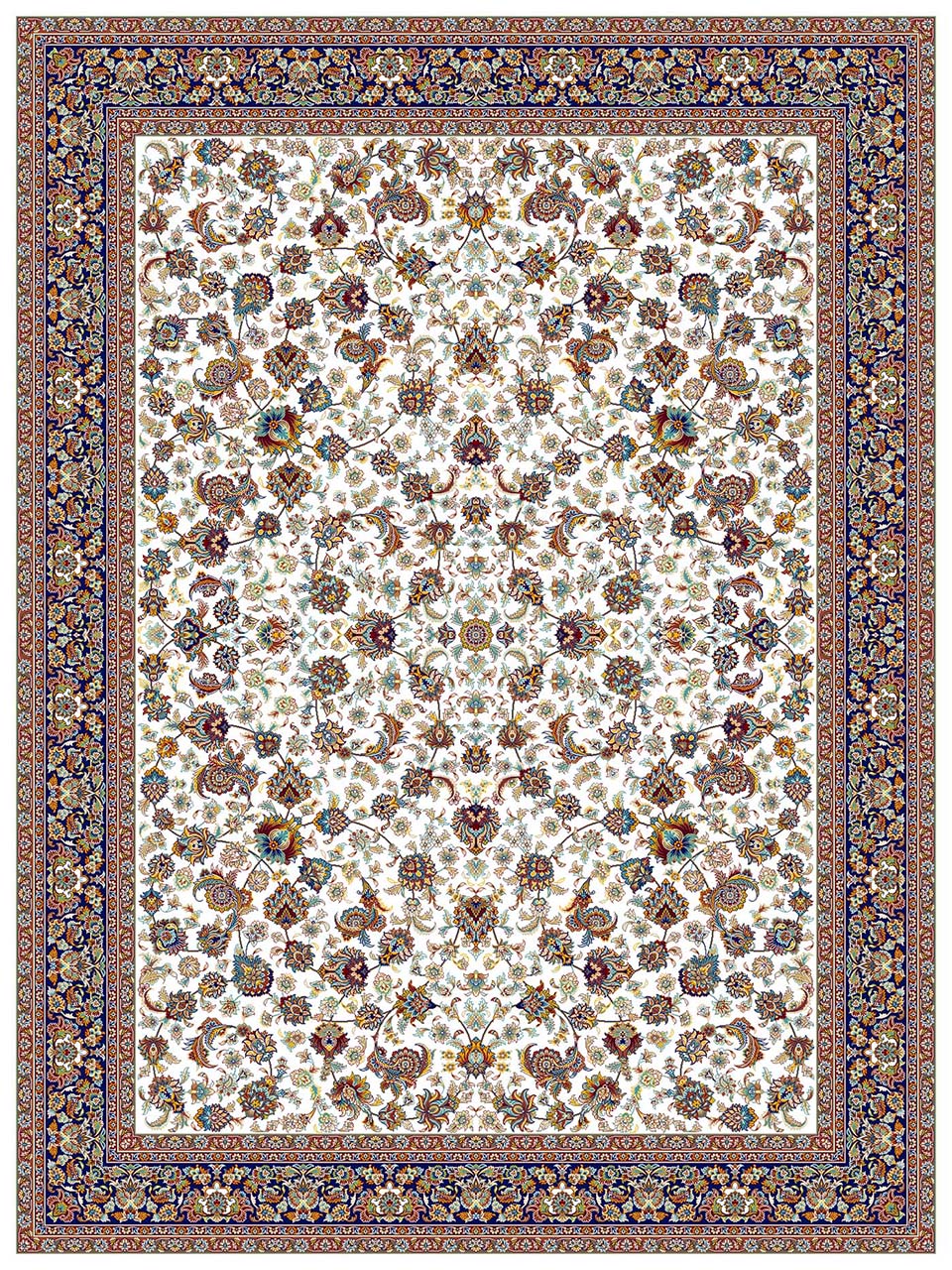 فرش (18126/1) اکریلیک - 8 رنگ - 500 شانه - كرم - تراکم 1000