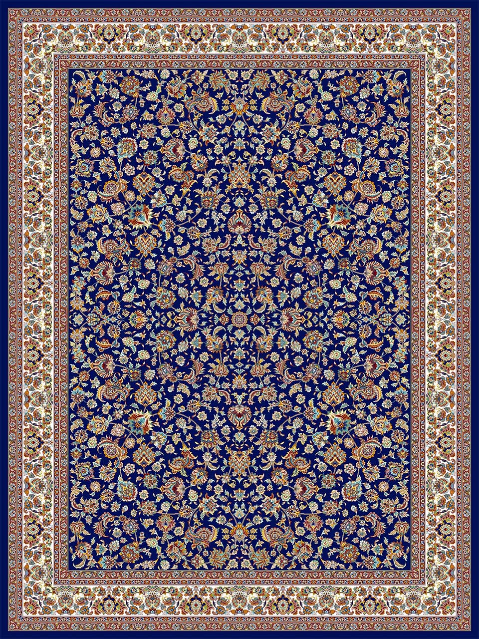 فرش (18126/1) اکریلیک - 8 رنگ - 500 شانه - سورمه اي - تراکم 1000