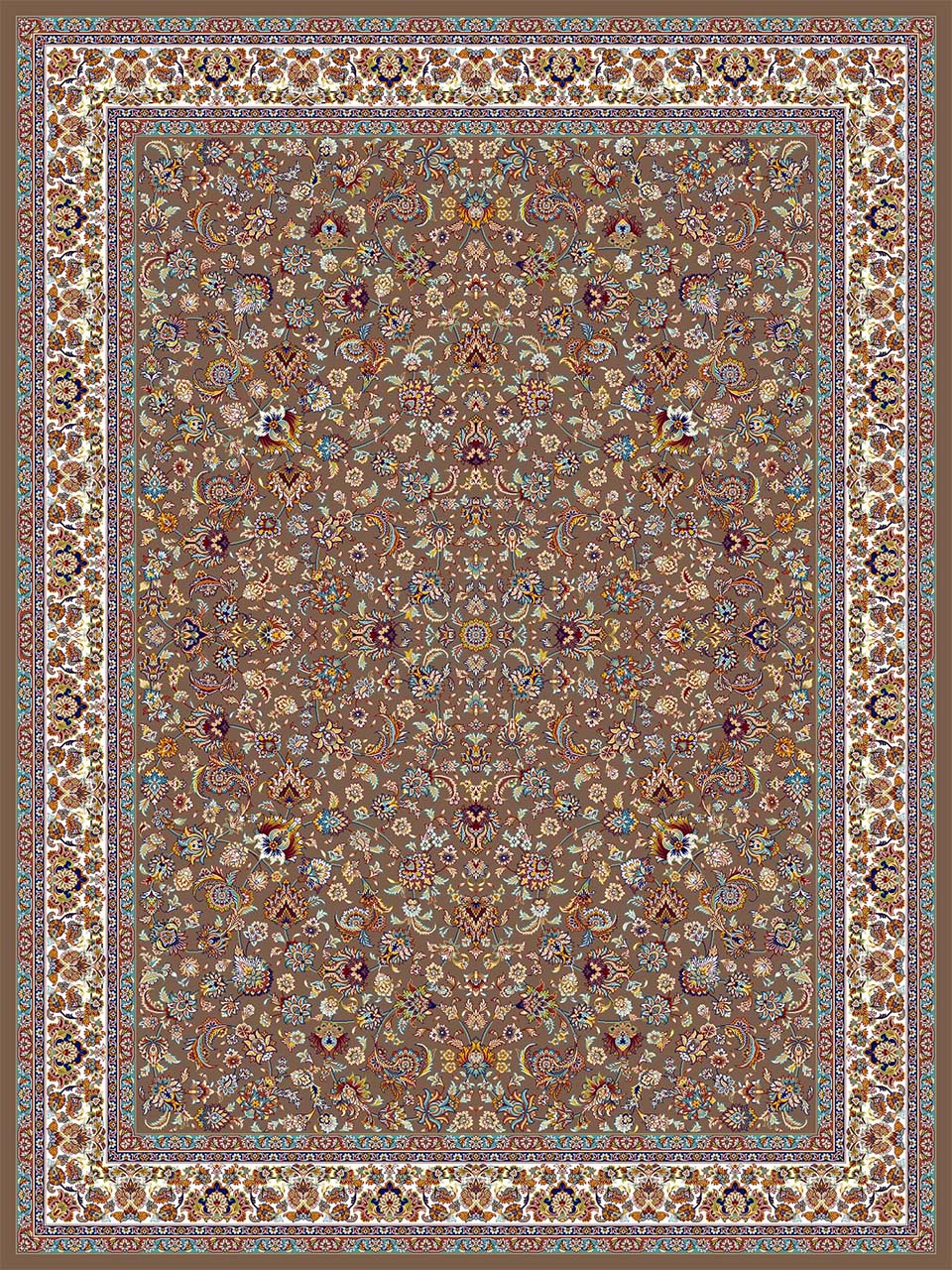 فرش (18126/1) اکریلیک - 8 رنگ - 500 شانه - گردويي - تراکم 1000