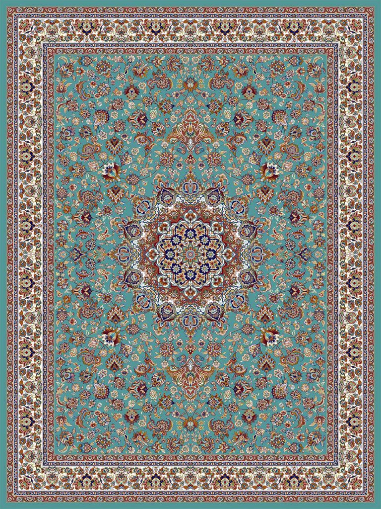 فرش (18127) اکریلیک - 8 رنگ - 500 شانه - آبي - تراکم 1000