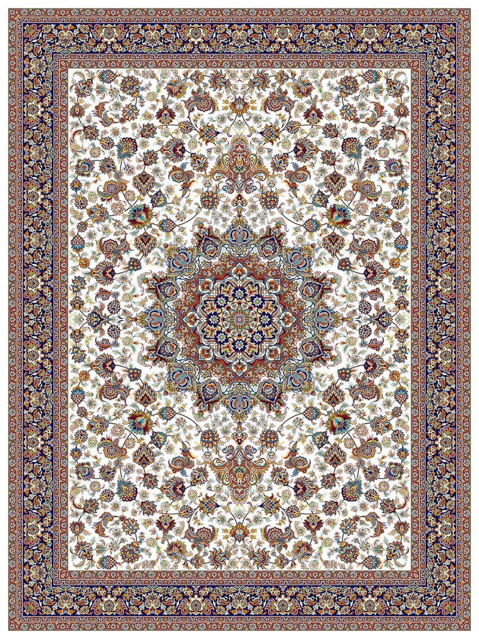 فرش (18127) اکریلیک - 8 رنگ - 500 شانه - كرم - تراکم 1000