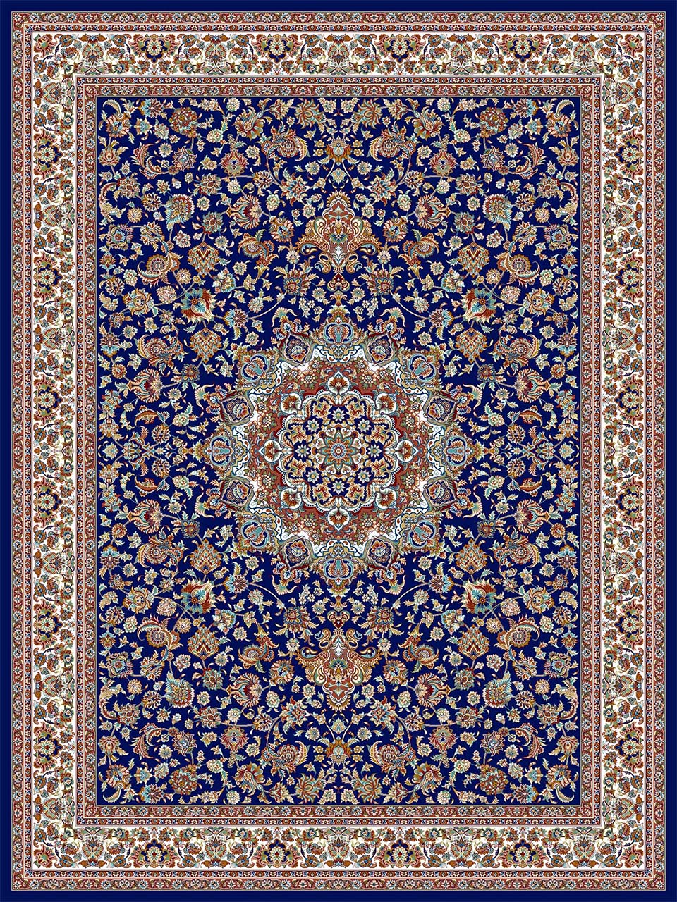 فرش (18127) اکریلیک - 8 رنگ - 500 شانه - سورمه اي - تراکم 1000