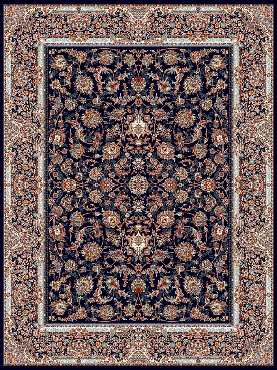 فرش (18128) اکریلیک - 8 رنگ - 500 شانه - سورمه اي - تراکم 1000