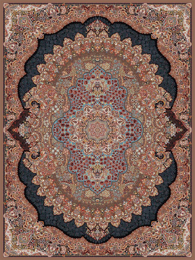 فرش (18130) اکریلیک - 8 رنگ - 500 شانه - گردويي - تراکم 1000