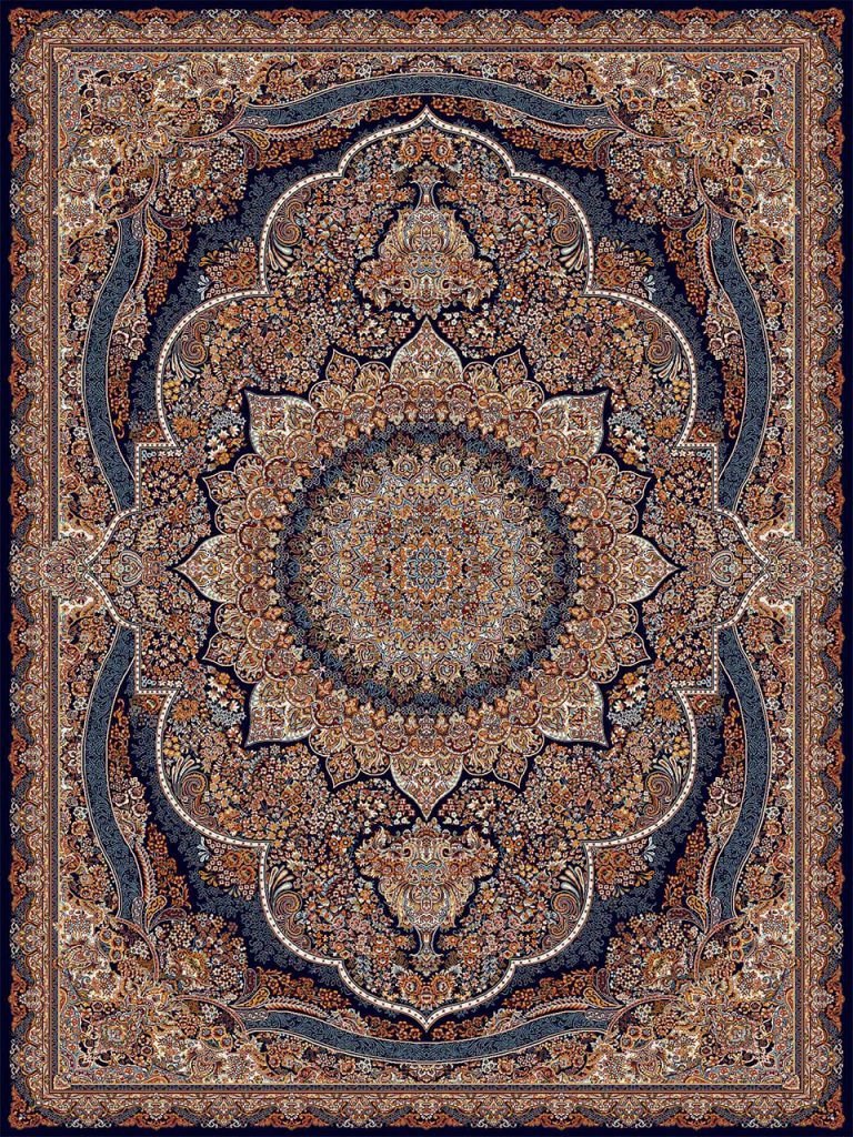 فرش (18133) اکریلیک - 8 رنگ - 500 شانه - سورمه اي - تراکم 1000