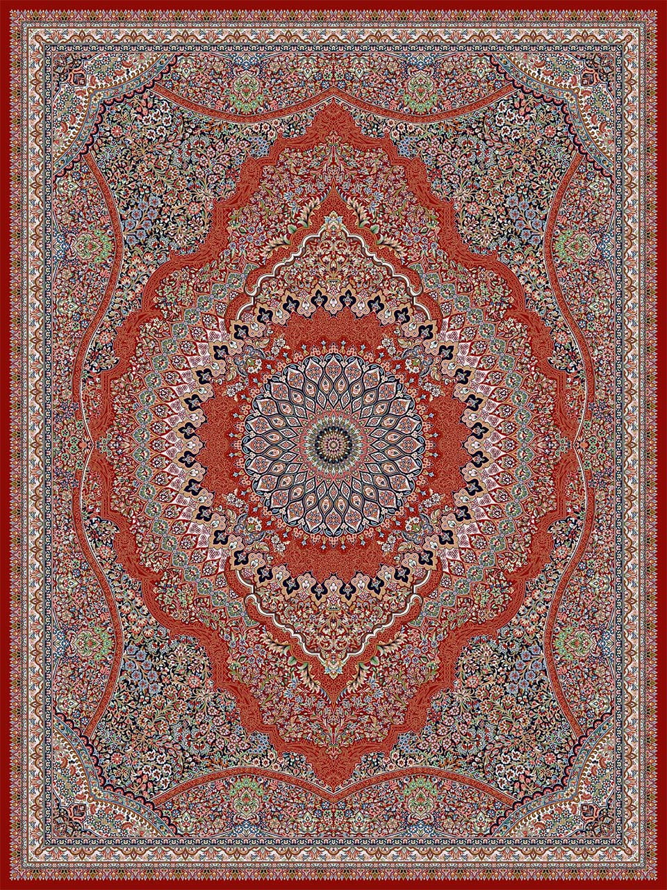 فرش (18134) اکریلیک - 8 رنگ - 500 شانه - لاكي - تراکم 1000