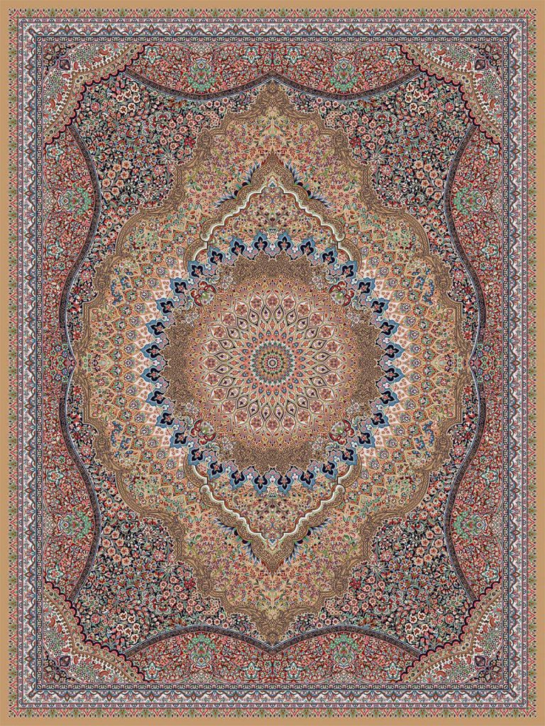 فرش (18134) اکریلیک - 8 رنگ - 500 شانه - گردويي - تراکم 1000