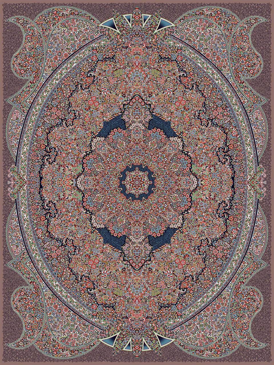 فرش (18135) اکریلیک - 8 رنگ - 500 شانه - گردويي - تراکم 1000