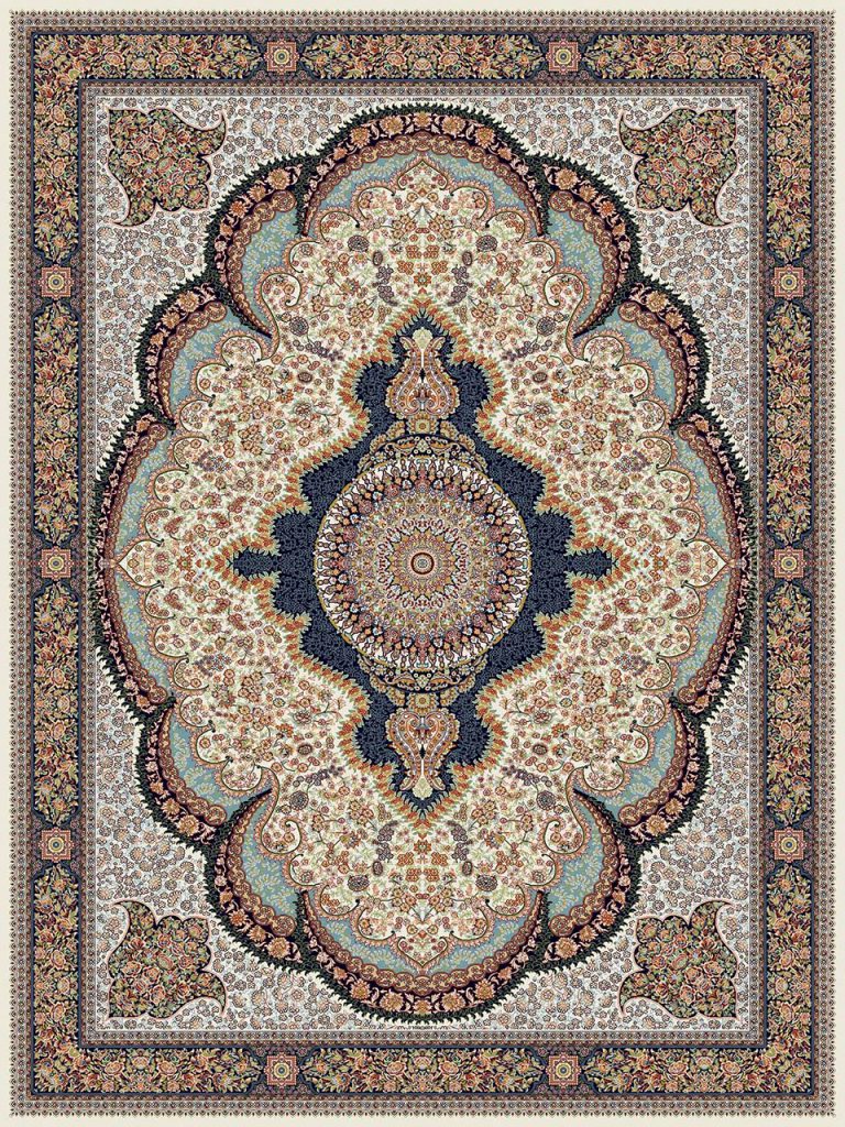 فرش (18138) اکریلیک - 8 رنگ - 500 شانه - كرم - تراکم 1000