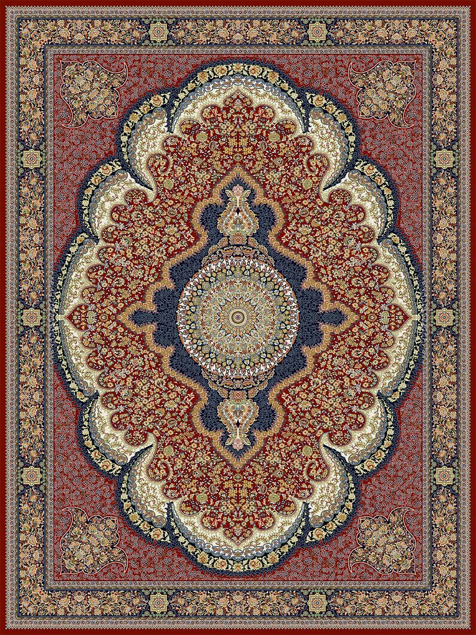 فرش (18138) اکریلیک - 8 رنگ - 500 شانه - لاكي - تراکم 1000