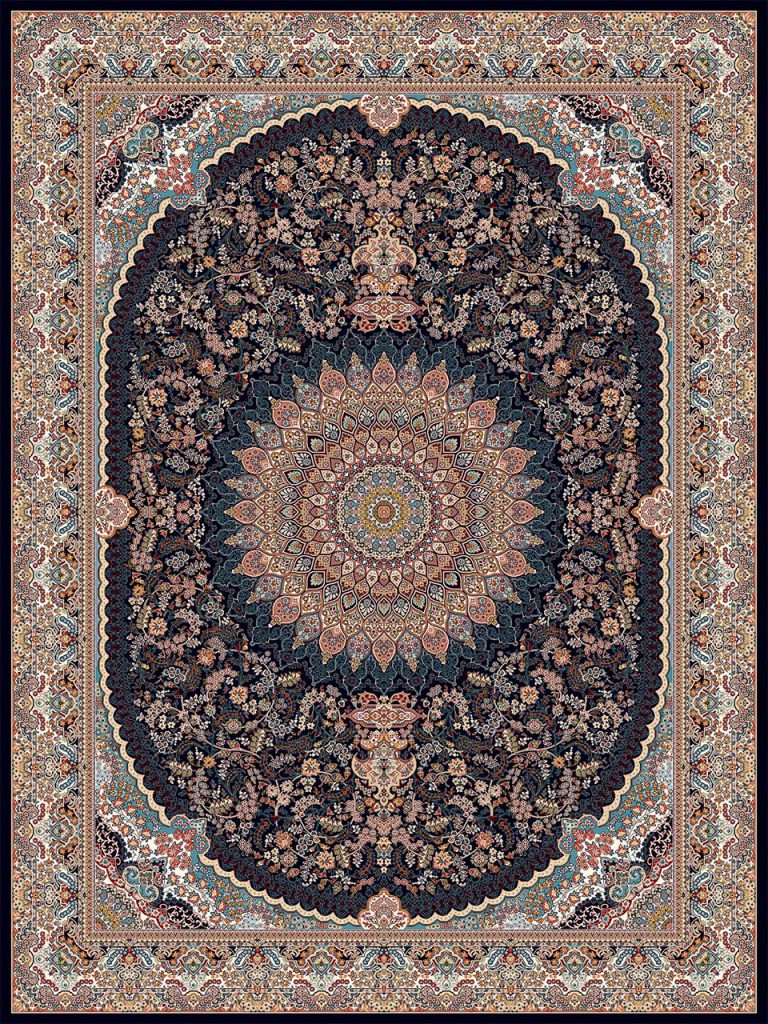فرش (18139) اکریلیک - 8 رنگ - 500 شانه - سورمه اي - تراکم 1000