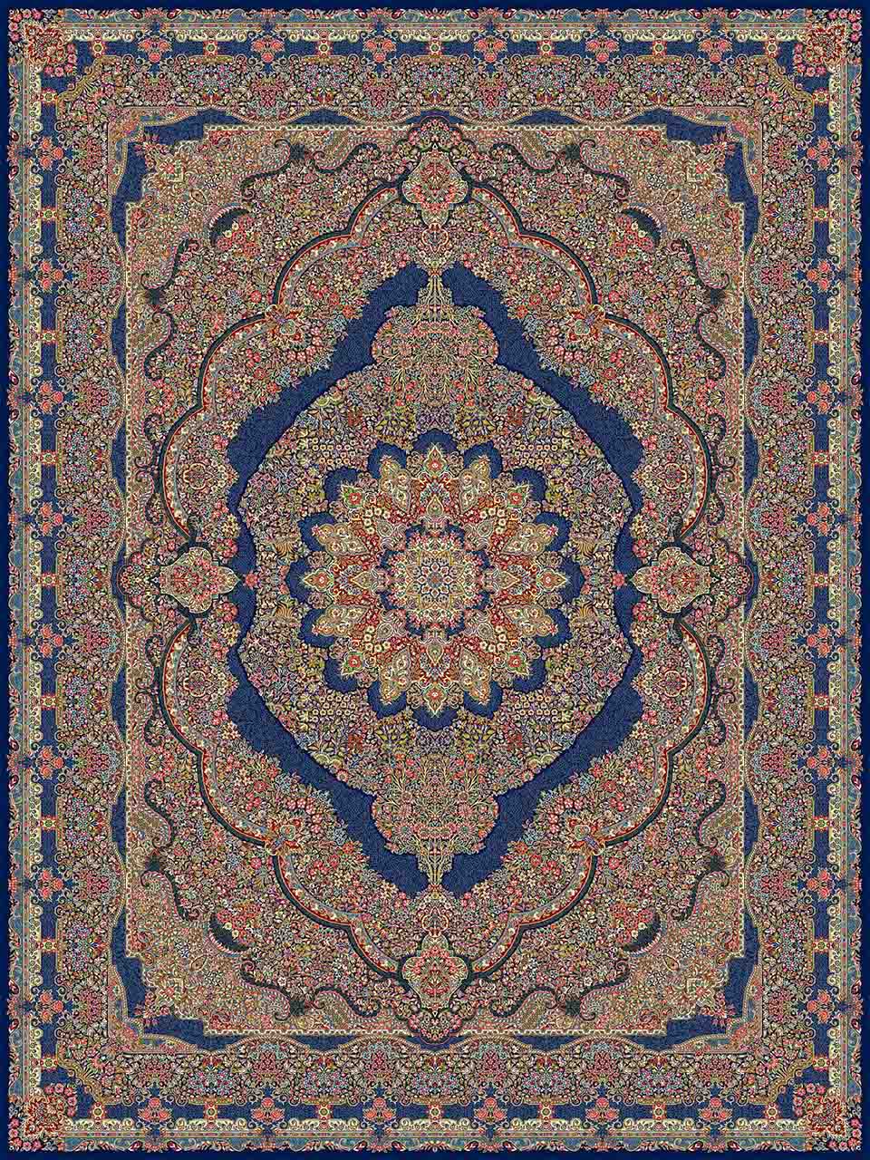فرش (25004) اکریلیک - 8 رنگ - 700 شانه - سورمه اي - تراکم 2550