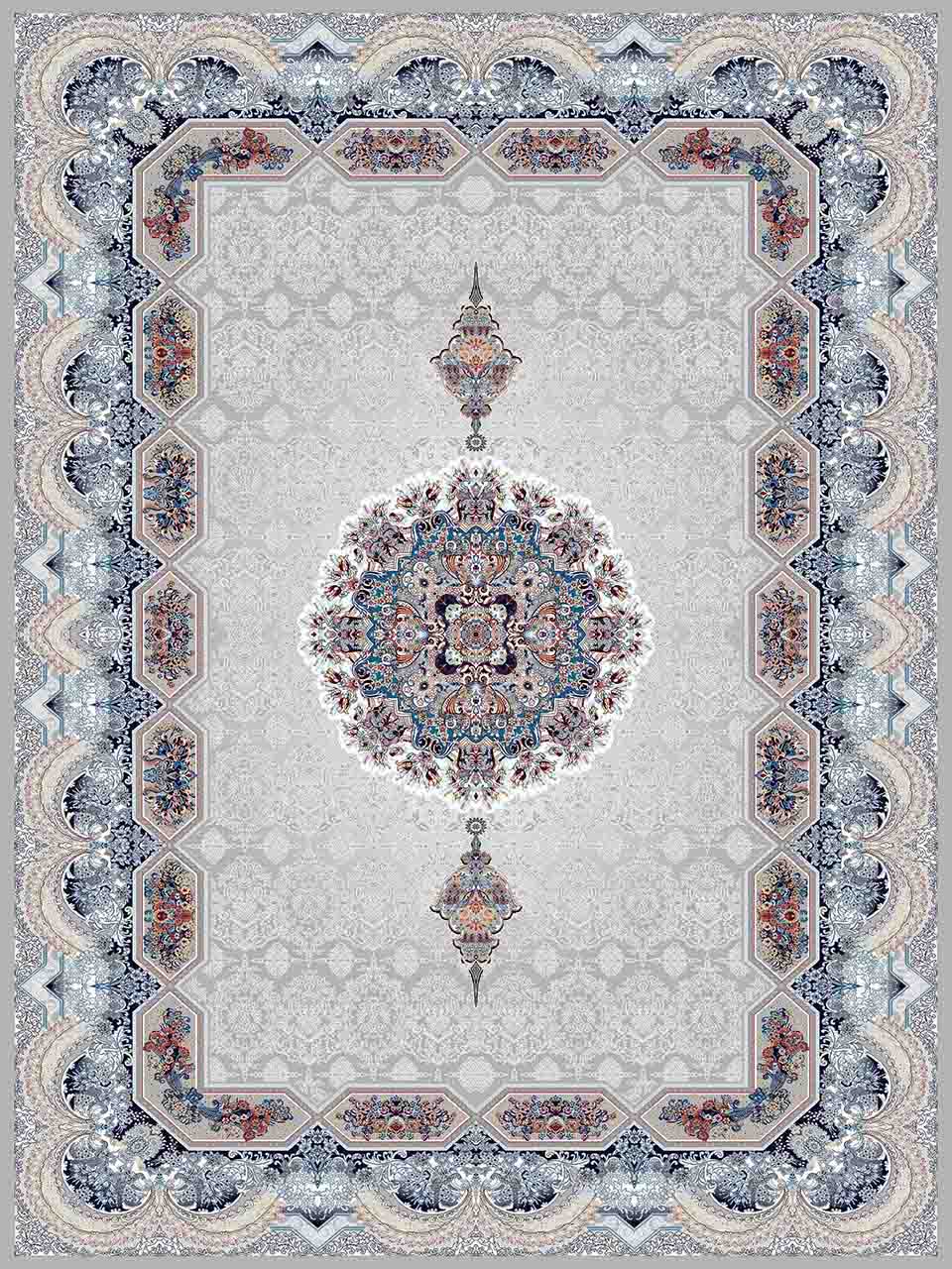 فرش (25037) اکریلیک - 8 رنگ - 700 شانه - طوسي - تراکم 2550