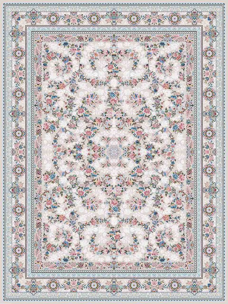 فرش (18300) اکریلیک - 8 رنگ - 500 شانه - کرم- تراکم 1200