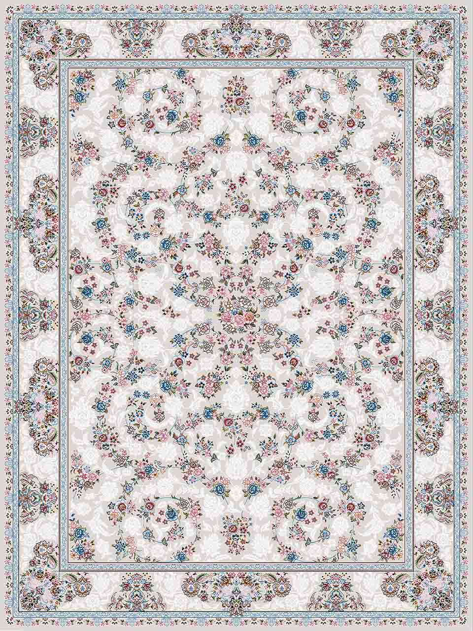 فرش (18301) اکریلیک - 8 رنگ - 500 شانه - کرم- تراکم 1200