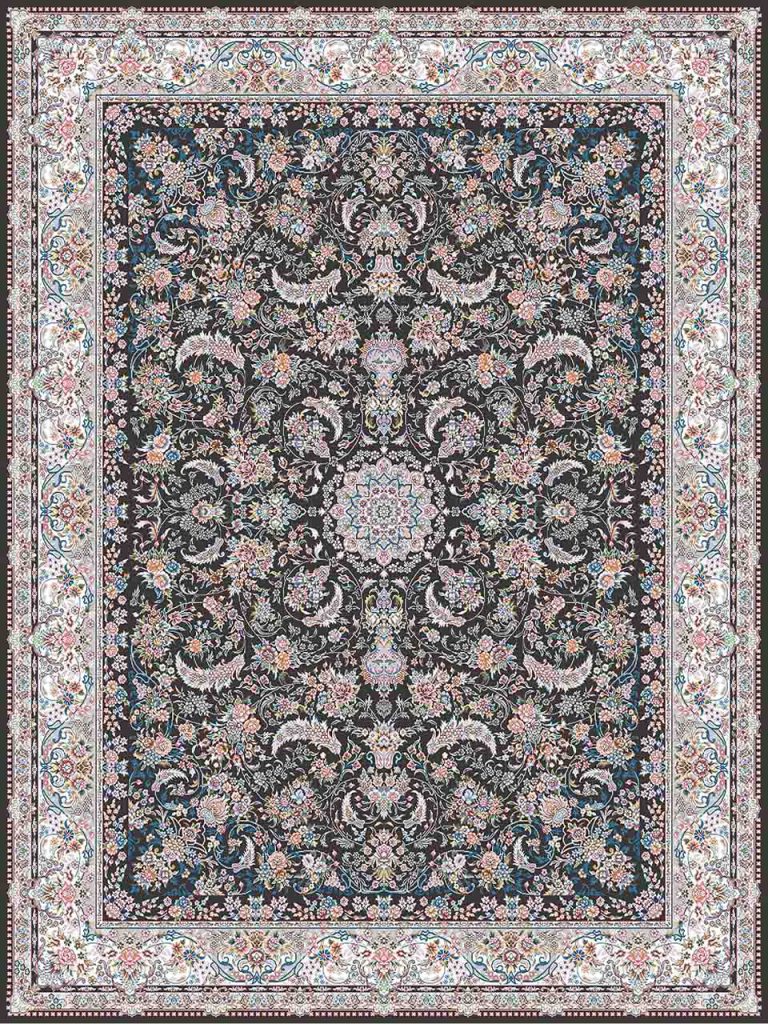 فرش (18302) اکریلیک - 8 رنگ - 500 شانه - دودی- تراکم 1200