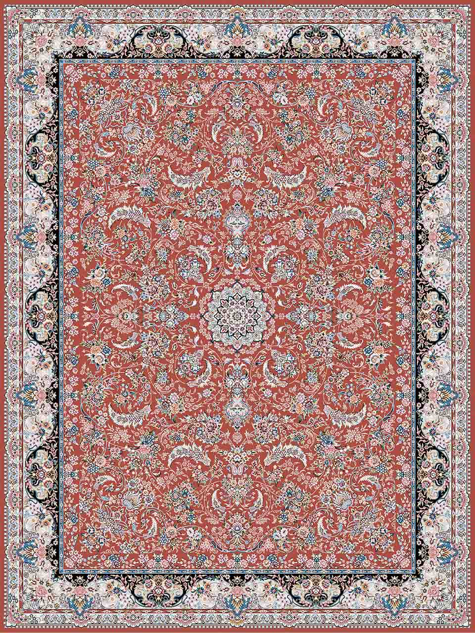 فرش (18302) اکریلیک - 8 رنگ - 500 شانه - روناسی- تراکم 1200