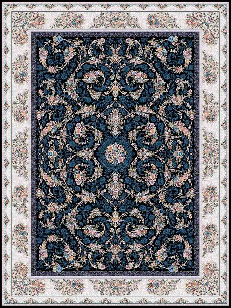 فرش (18303) اکریلیک - 8 رنگ - 500 شانه - سورمه ای - تراکم 1200