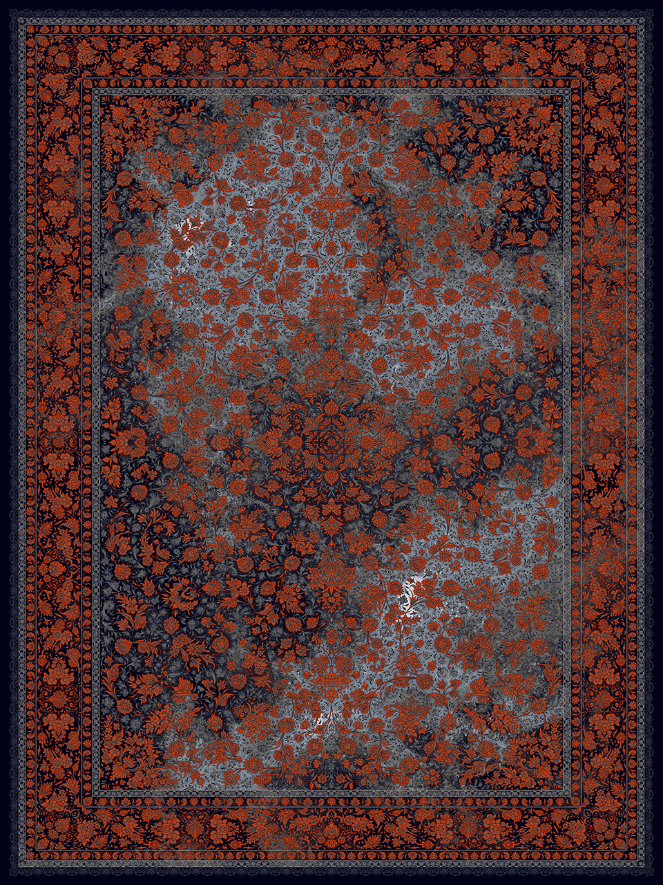 فرش (23000) اکریلیک - 9 رنگ - 1200 شانه - سورمه ای- تراکم 3600